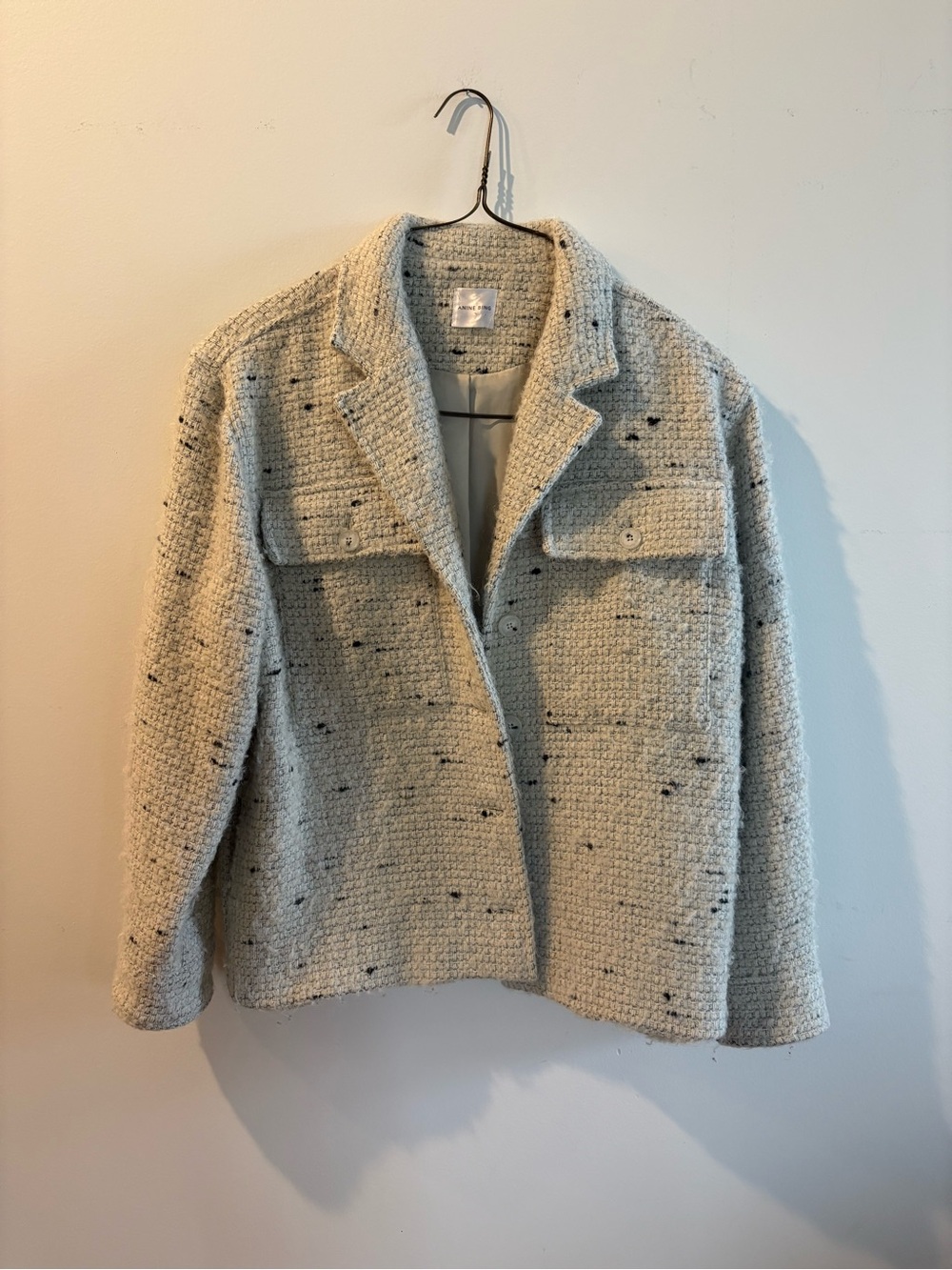 Anine Bing Cream Bouclé Oversized Jacket